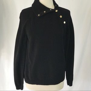 Ralph Lauren black sweater with gold snap detail